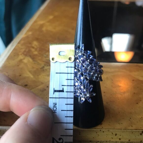 Natural Tanzanite Sterling Silver Bypass Ring Size 7 - Picture 7 of 10